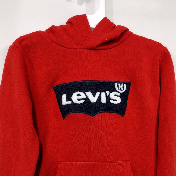 Levi's Classic Logo Chenille Hoodie Sweatshirt Boys S Red Casual Comfy Retro - Picture 2 of 8